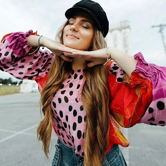 Anthropologie Bl-nk London Miranda Peasant Blouse Size Medium $128 - Picture 11 of 15